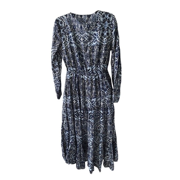 NWT Lucky Brand Tiered Bohemian Maxi Dress Blue Women’s Button Down Tie Waist S - Picture 3 of 13